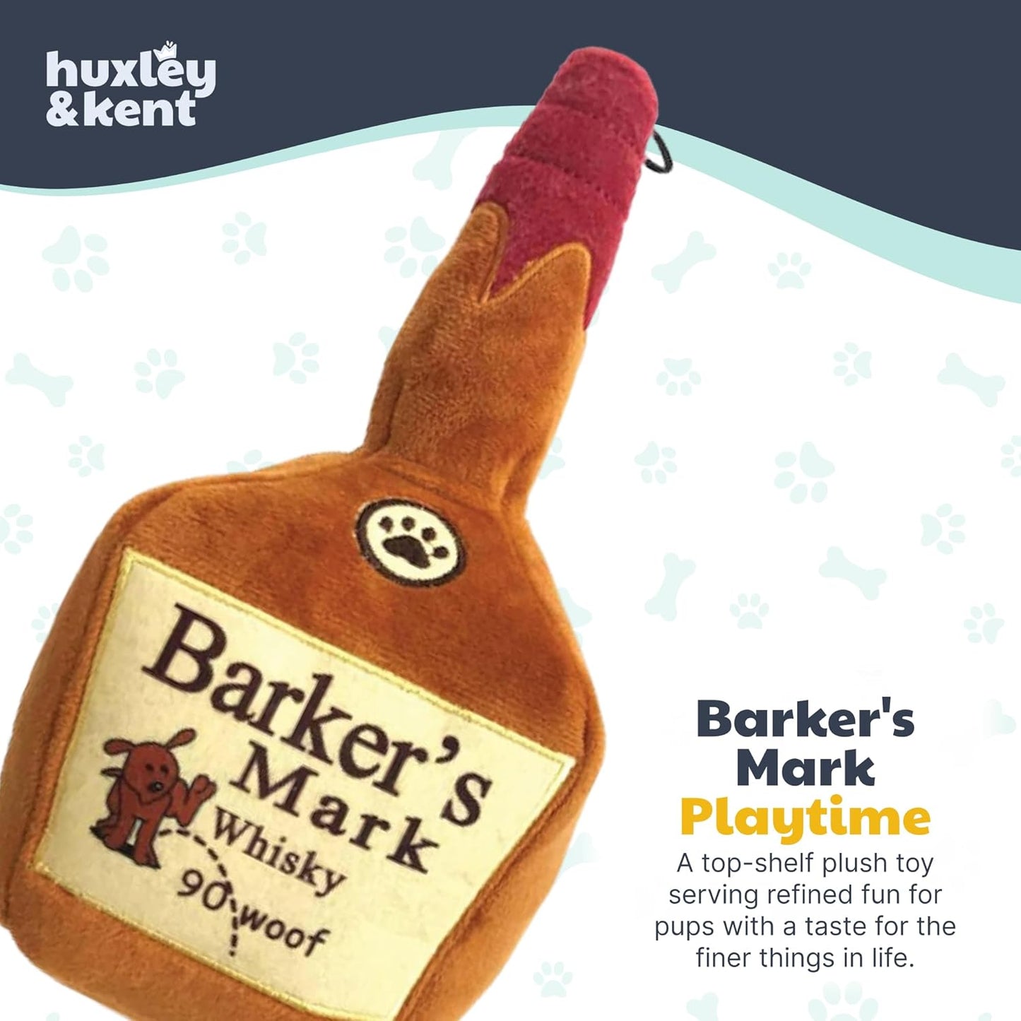 for Dogs - Barker'S Mark (Large) - Yappy Hour Power Plush Funny Dog Toy with Squeaker - Fun, Durable, and Safe - H&K Squeaky