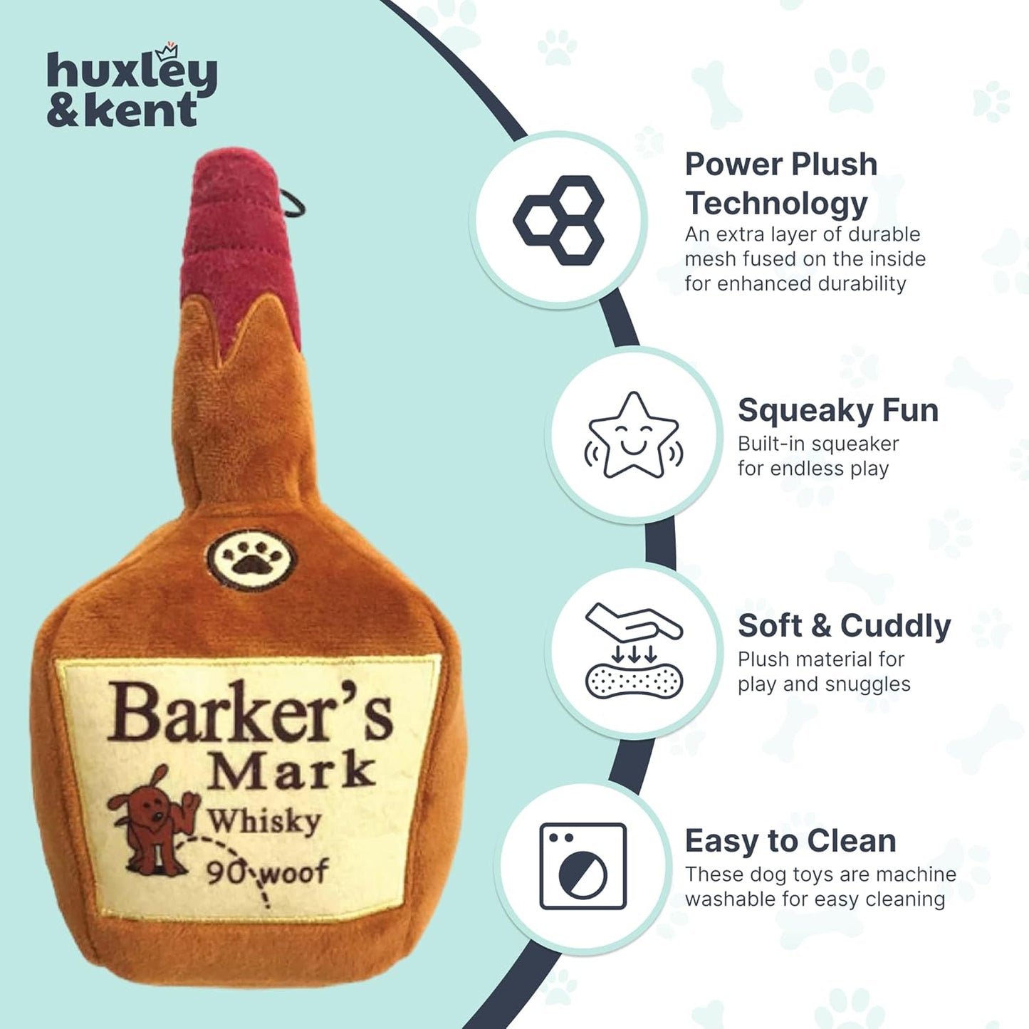 for Dogs - Barker'S Mark (Large) - Yappy Hour Power Plush Funny Dog Toy with Squeaker - Fun, Durable, and Safe - H&K Squeaky
