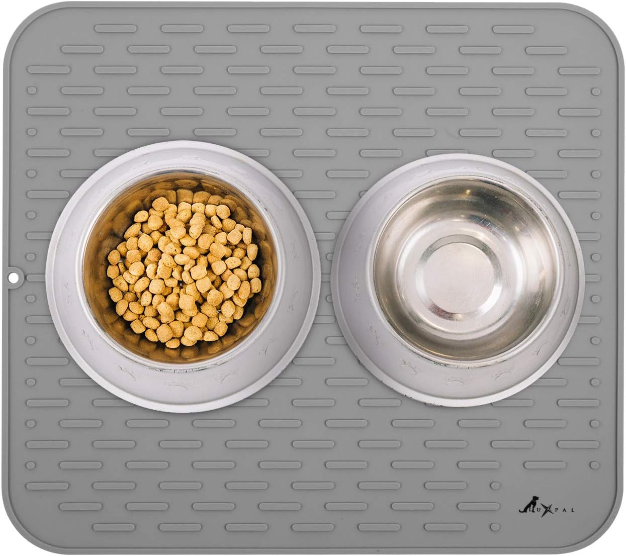 Extra Large 23X17 Premium Grade Silicone Dog & Cat Indoor or Outdoor Food Mat for Pets and Animals None Slip Food Tray Placemat for All Floors, Washable, Food Grade, (Grey)