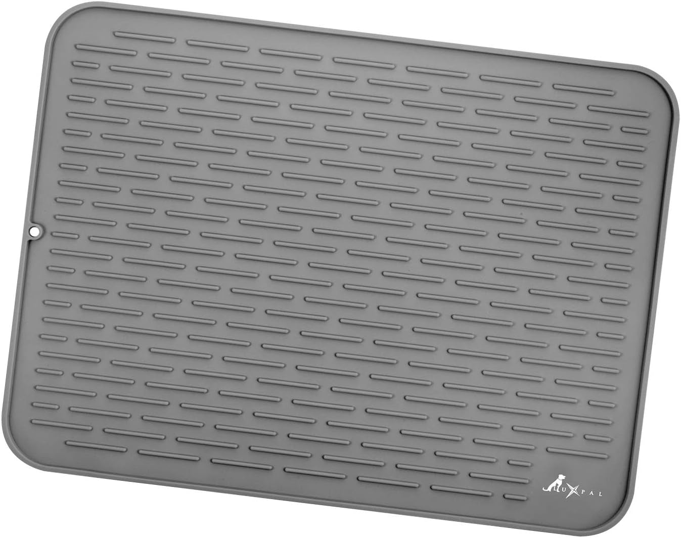 Extra Large 23X17 Premium Grade Silicone Dog & Cat Indoor or Outdoor Food Mat for Pets and Animals None Slip Food Tray Placemat for All Floors, Washable, Food Grade, (Grey)