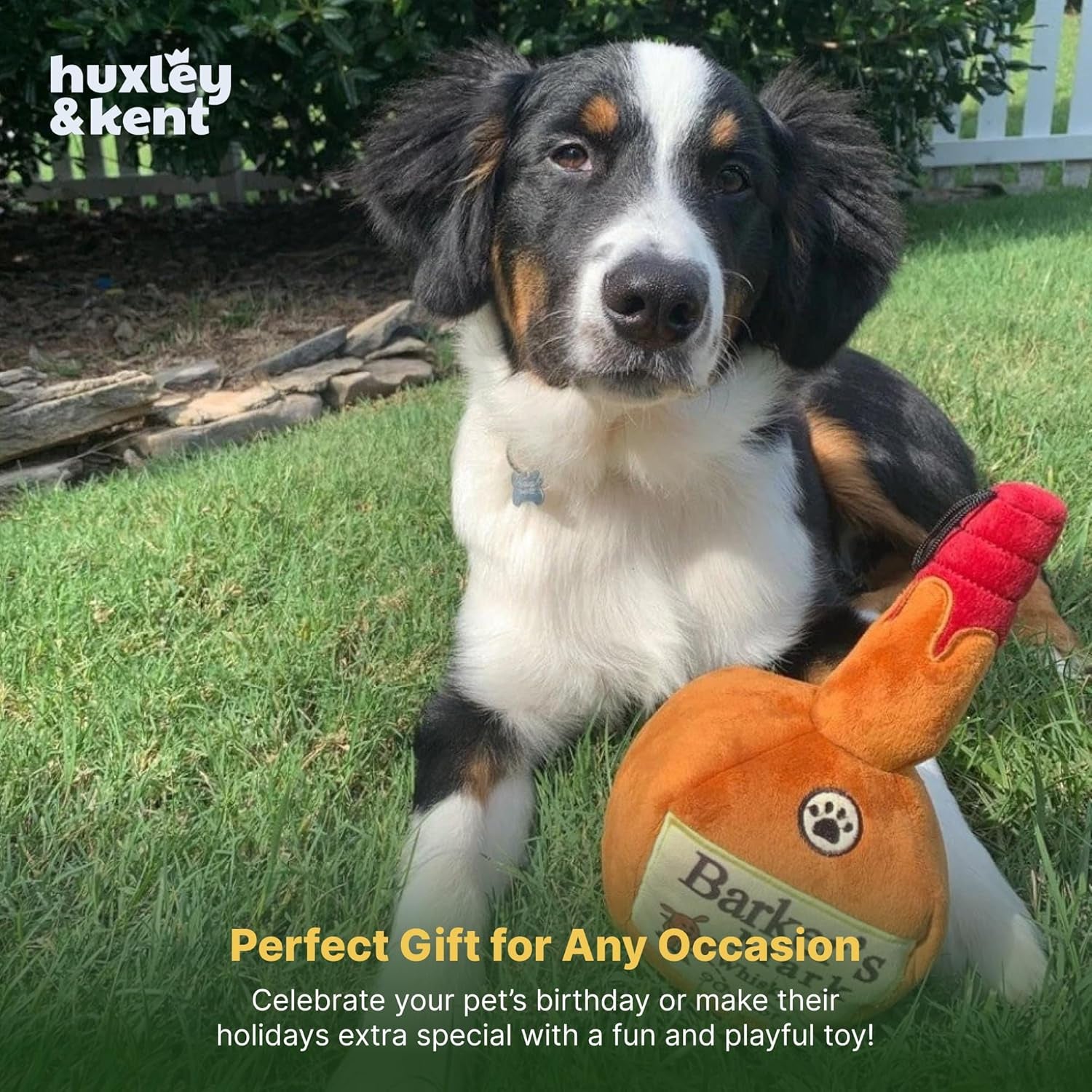 for Dogs - Barker'S Mark (Large) - Yappy Hour Power Plush Funny Dog Toy with Squeaker - Fun, Durable, and Safe - H&K Squeaky