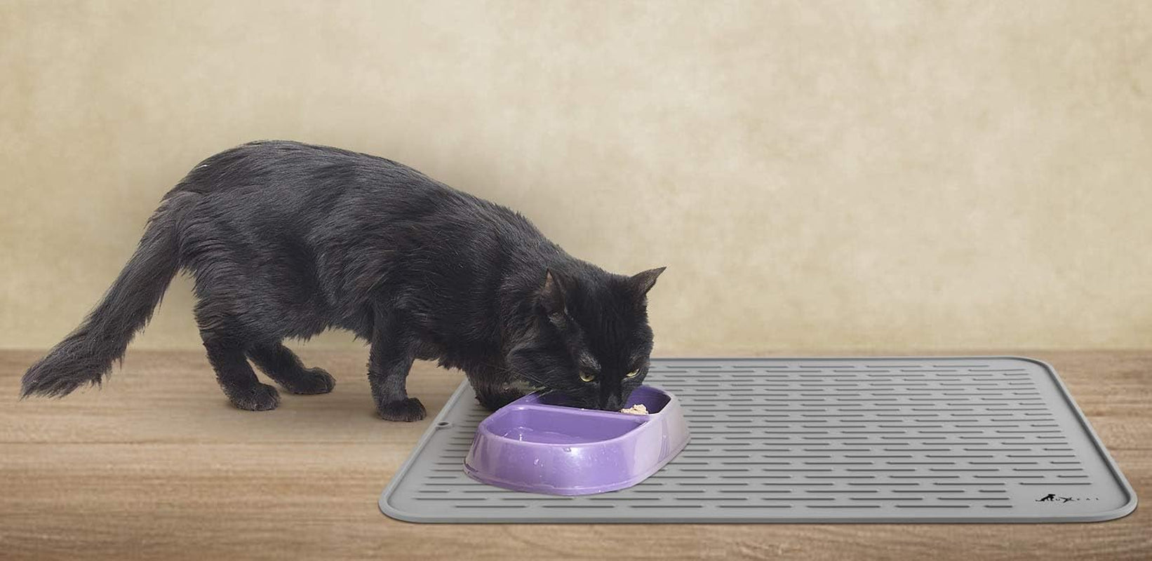Extra Large 23X17 Premium Grade Silicone Dog & Cat Indoor or Outdoor Food Mat for Pets and Animals None Slip Food Tray Placemat for All Floors, Washable, Food Grade, (Grey)